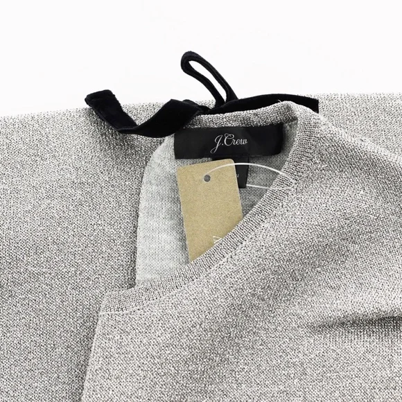 New J.CREW $188 Madison Silver Shimmer Sleeveless Lurex Jumpsuit with Velvet Tie - Picture 6 of 6